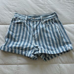 American eagle striped jean shorts